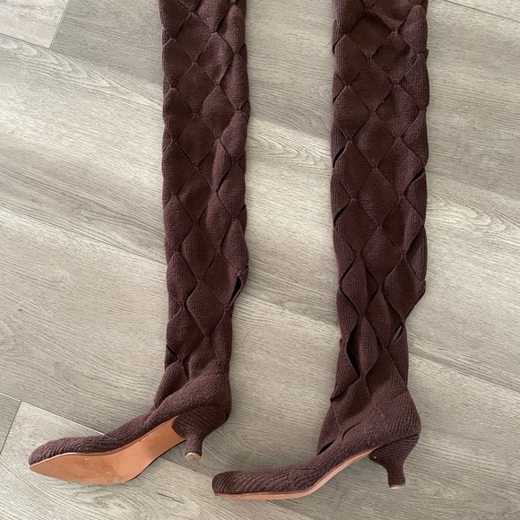 Isa Boulder Ssense Exclusive Brown Knit Argyle Thigh-high Boots - Picture 5 of 6